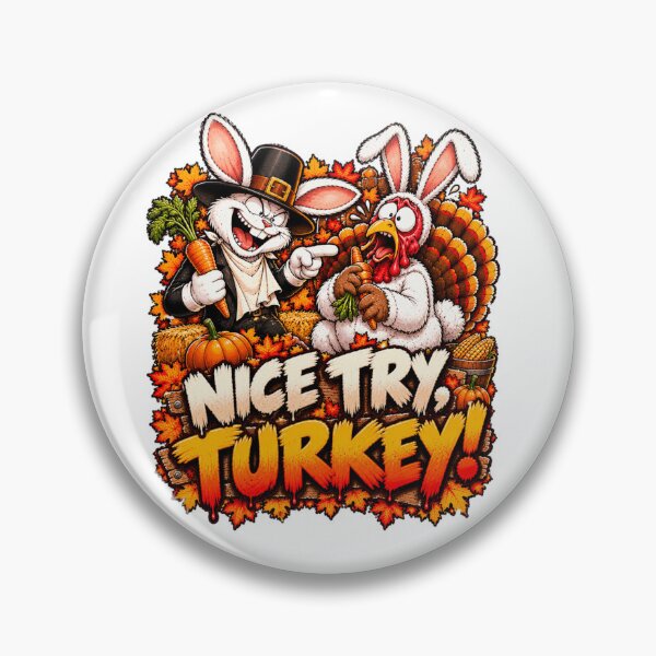 Item preview, Thanksgiving - Nice Try, Turkey! Funny Bunny and Turkey Thanksgiving Humor designed and sold by bunnymode.