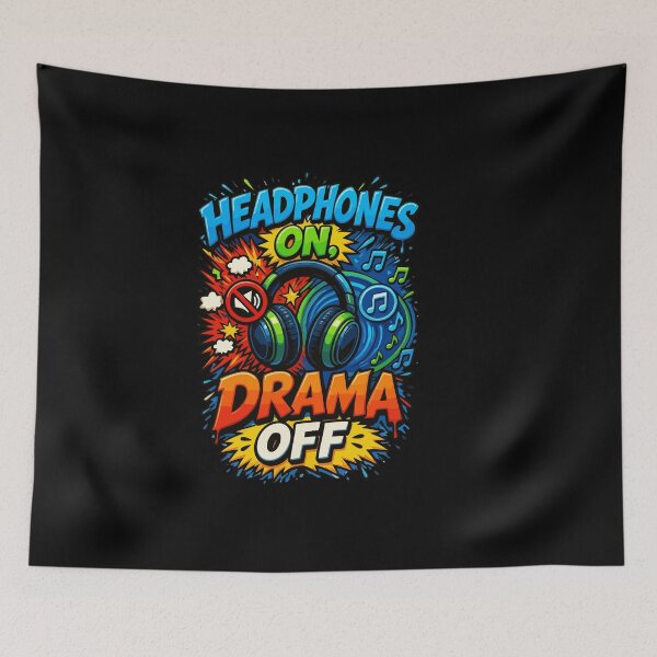 Item preview, Headphones On Drama Off Music Lover Audio Fan Headphone Dodgers designed and sold by AmeliaShirts.