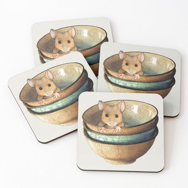 Item preview, Cute Little Mouse Sitting in Stack of Kitchen Bowls designed and sold by JoyfulWhimsy.