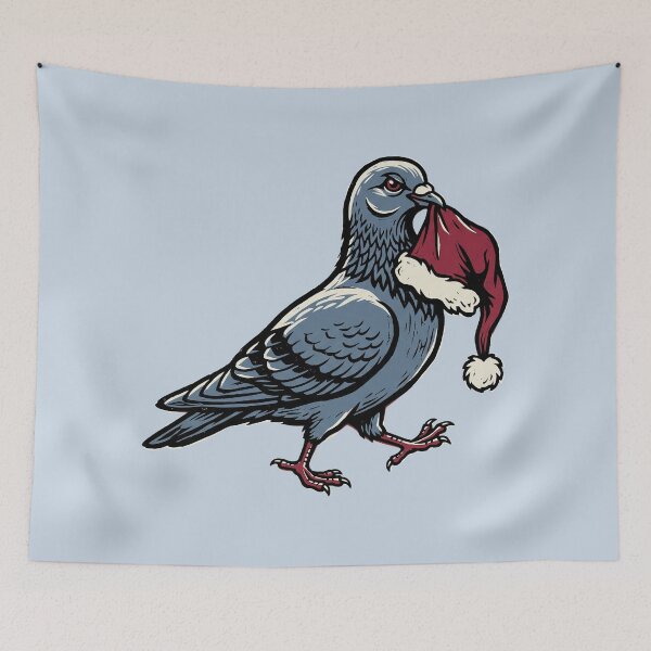 Item preview, Pigeon Linocut Santa Hat Christmas designed and sold by Rariks.