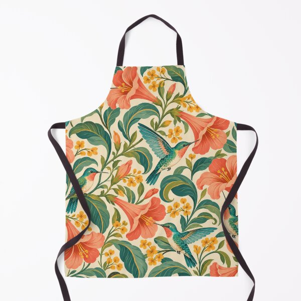 Item preview, Coral and Turquoise Flight – Retro Hummingbird and Floral Pattern designed and sold by Paper-Pickle.