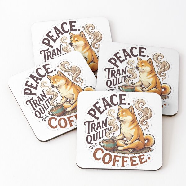 Item preview, Zen Shiba Inu Peace Tranquility Coffee Art designed and sold by Untamed Paws.