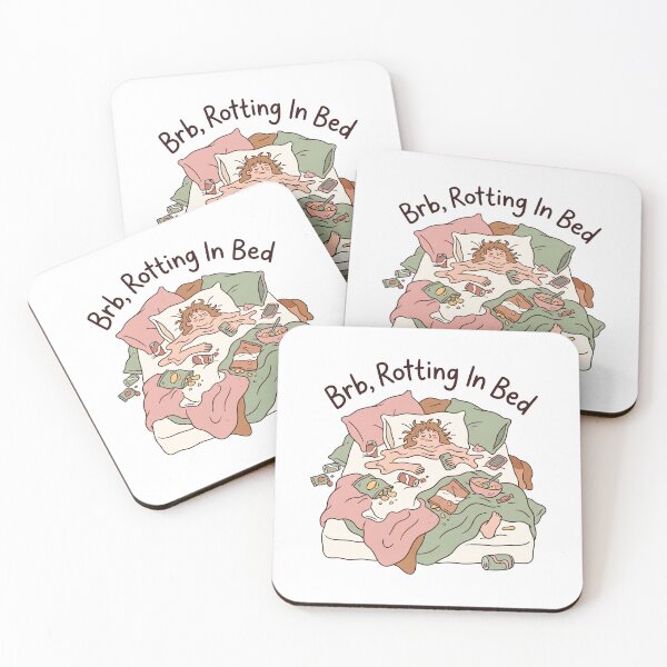 Item preview, Person rests in bed with snacks and drinks during a lazy morning designed and sold by ShopThousand.