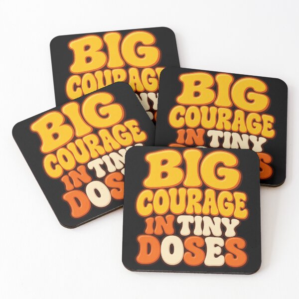 Item preview, Big Courage in Tiny Doses Retro 70s Groovy Oncology Design T-Shirt designed and sold by Trendably.