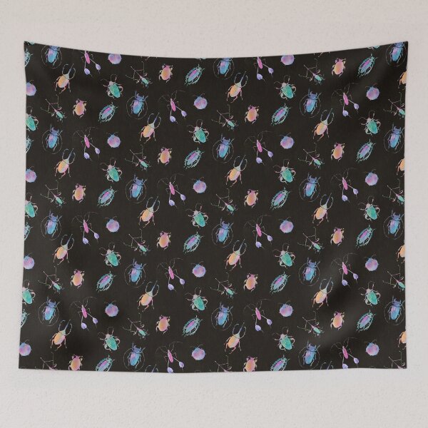 Item preview, Whimsical Watercolor Bugs Pattern in Black designed and sold by Sukilopi.