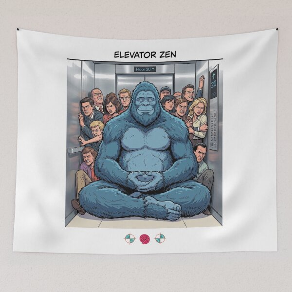 Item preview, Elevator Zen Bigfoot - Funny Meditating Sasquatch Illustration designed and sold by Whimsy Trail Co.
