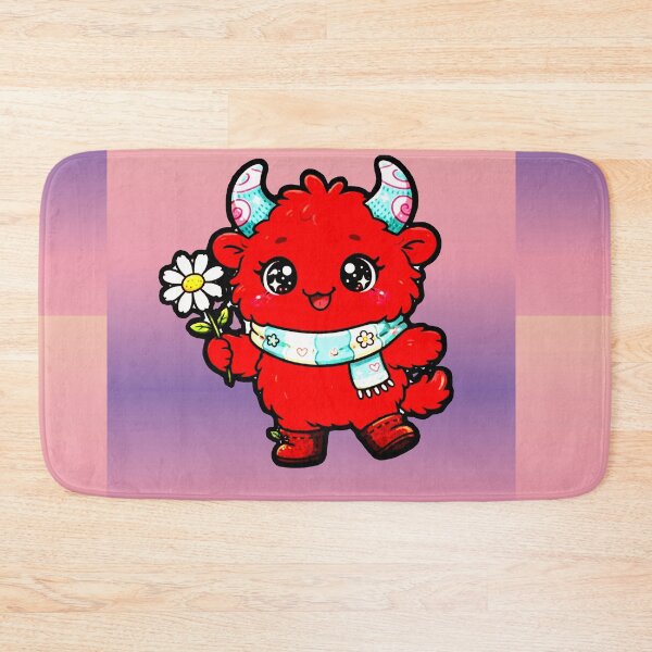 Item preview, Monstruo Rojo Tierno Margarita Flor Cuernos Bufanda Kawaii Feliz designed and sold by AstronautMerch.