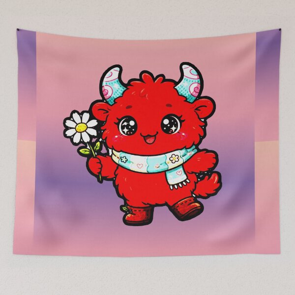 Item preview, Cute Red Monster Daisy Flower Horns Scarf Kawaii Happy designed and sold by AstronautMerch.