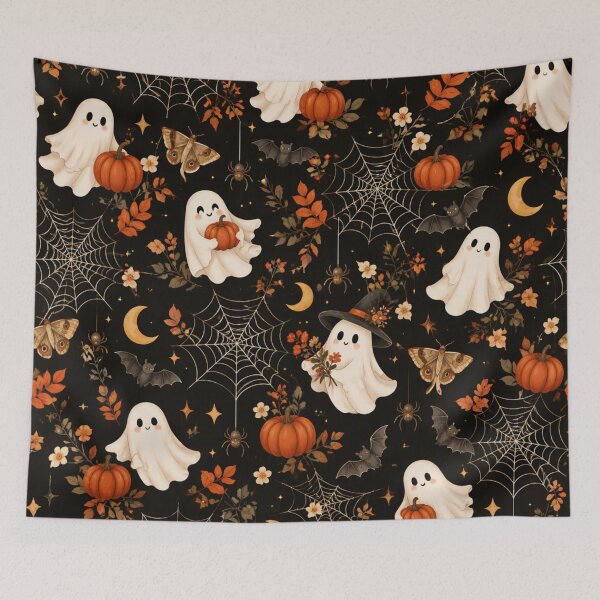 Item preview, Cute Ghost Botanical Halloween Pattern designed and sold by MarselArt.