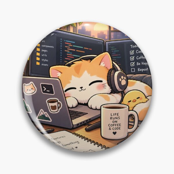 Item preview, Sleepy Coder Cat – Cute Cat Coding Sticker designed and sold by Qcloth.