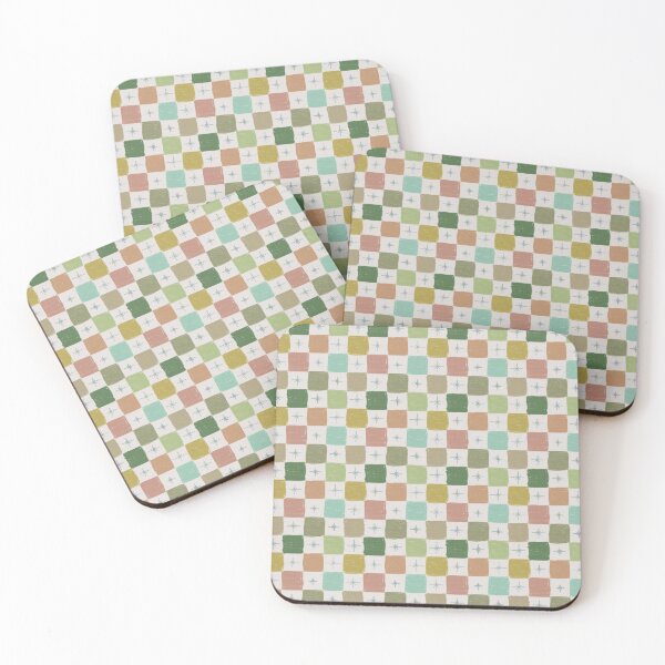 Item preview, Wonky Checkerboard Retro Check with Sparkle Stars Pattern designed and sold by LeelaLab.