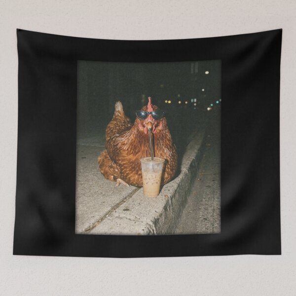 Item preview, Chicken Drinking Iced Coffee - Funny Animal Chicken Drinking designed and sold by TiberiusCarver.