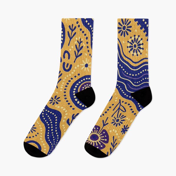 Item preview, Aboriginal Dot Painting Dreaming Paths Royal Blue And Yellow designed and sold by AboriginalartVI.