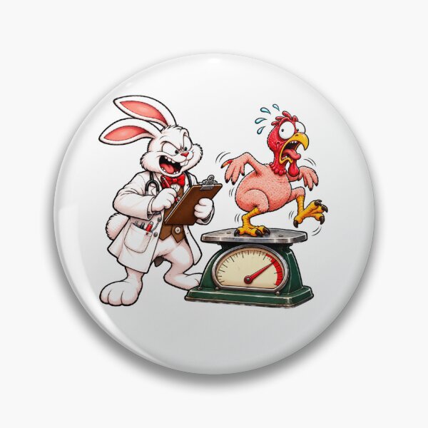 Item preview, Thanksgiving -  Funny Bunny Doctor Weighing a Scared Turkey - Thanksgiving Humor designed and sold by bunnymode.
