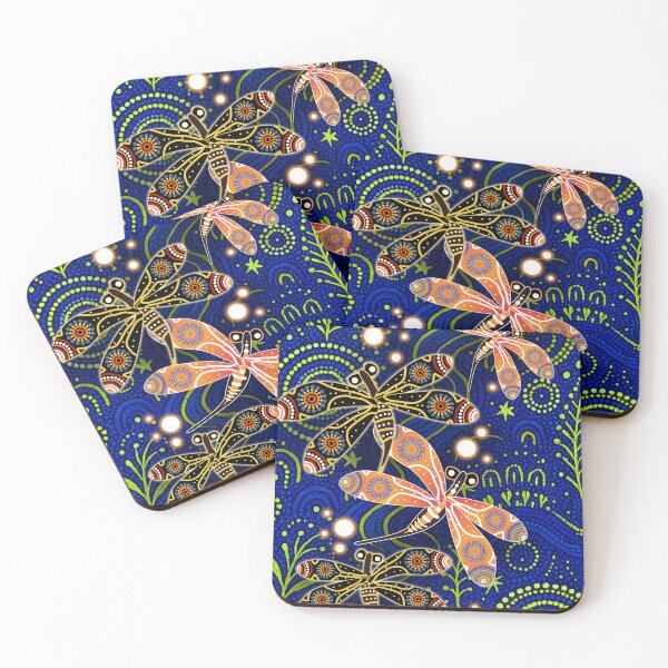 Item preview, Aboriginal Dot Painting Dragonfly Royal Blue designed and sold by AboriginalartVI.