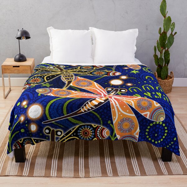 Item preview, Aboriginal Dot Painting Dragonfly Royal Blue designed and sold by AboriginalartVI.