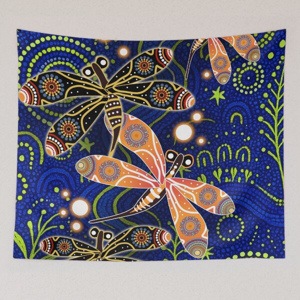 Item preview, Aboriginal Dot Painting Dragonfly Royal Blue designed and sold by AboriginalartVI.