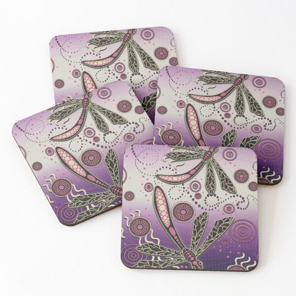 Item preview, Aboriginal Dot Painting Dragonfly Mauve Urban designed and sold by AboriginalartVI.