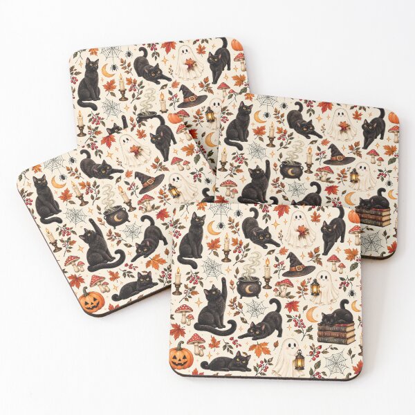 Item preview, Black Cat Witchy Halloween Pattern designed and sold by MarselArt.