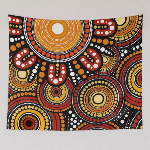 Item preview, Aboriginal Dot Painting Campsite Red Brown designed and sold by AboriginalartVI.