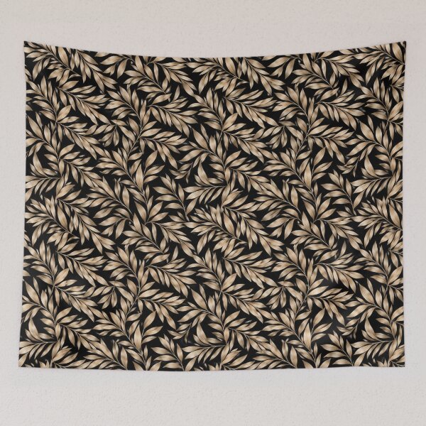 Item preview, Luxury Black and Champagne Beige Tropical Leaf Pattern designed and sold by HO•Designs.