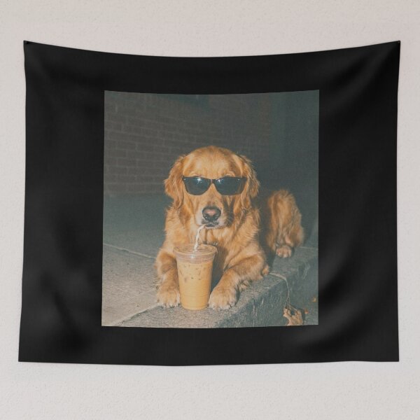 Item preview, Golden Retriever Drinking Iced Coffee - Dog Meme designed and sold by TiberiusCarver.