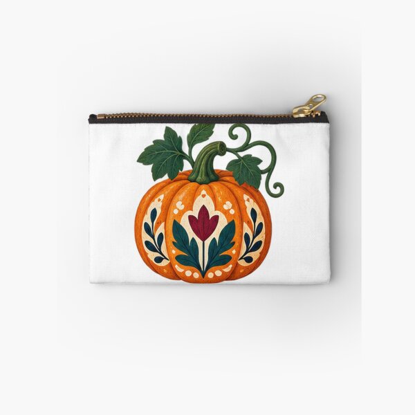 Item preview, Folk Painted Orange Pumpkin with Curling Vine designed and sold by H. Doucette Studio.