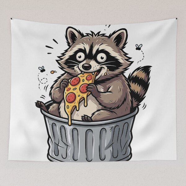 Item preview, Trash Raccoon Live Fast Eat Garbage Funny Chaos Animal Sticker designed and sold by Thuzito.