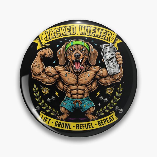 Item preview, Jacked Wiener Funny Bodybuilding Dachshund Gym Dog - Lift Growl Refuel Repeat Woof Protein designed and sold by StrongEveryDayStore.