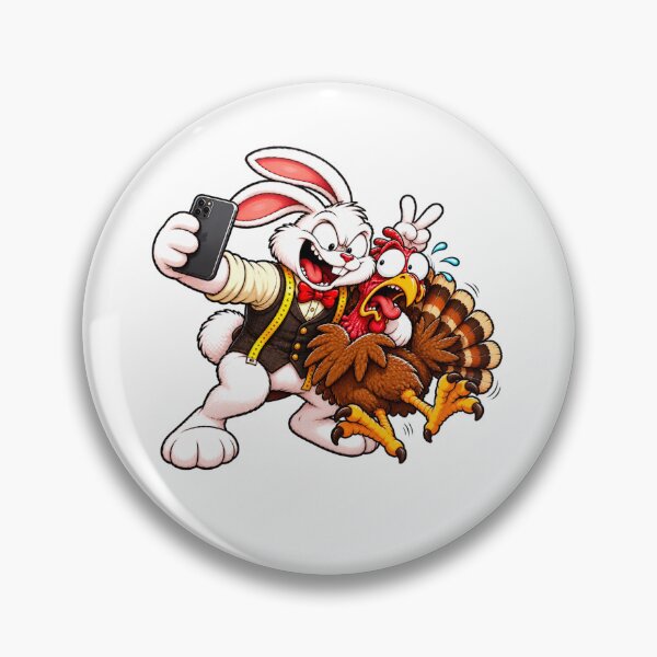 Item preview, Thanksgiving -  Last Selfie Before Dinner! Funny Bunny and Scared Turkey - Thanksgiving Humor designed and sold by bunnymode.