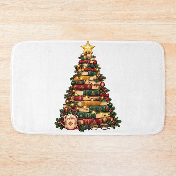 Item preview, Book Lover Christmas Tree Made of Stacked Books designed and sold by FrozenPolarBear.