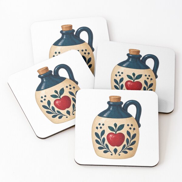 Item preview, Apple Cider Jug with Folk Painted Red Apple designed and sold by H. Doucette Studio.