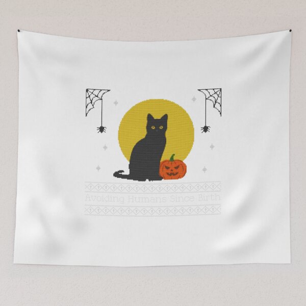 Item preview, Pixellated Halloween Design - Black Cat, Pumpkin & Spiders designed and sold by BadassDude.