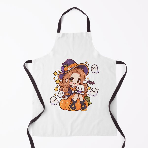 Item preview, Cute Halloween Witch Girl on Pumpkin – Kawaii Chibi Anime Ghost Art designed and sold by mumeaw.