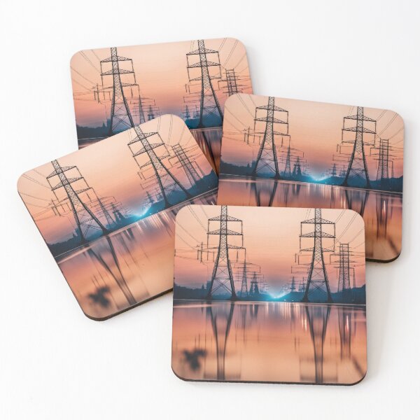 Item preview, Water Reflection Electricity Pylon Sunset designed and sold by Pylon-Bureau.