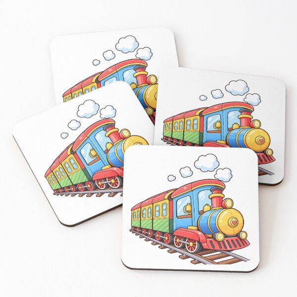 Item preview, Cute Colorful Steam Train Locomotive – Kawaii Rainbow Cartoon Railway Art designed and sold by mumeaw.