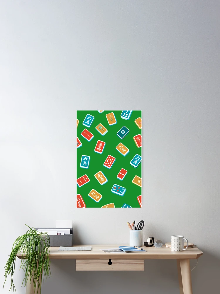 Thumbnail 2 of 3, Poster, Retro Mahjong Tile Pattern designed and sold by Structure-Blue.