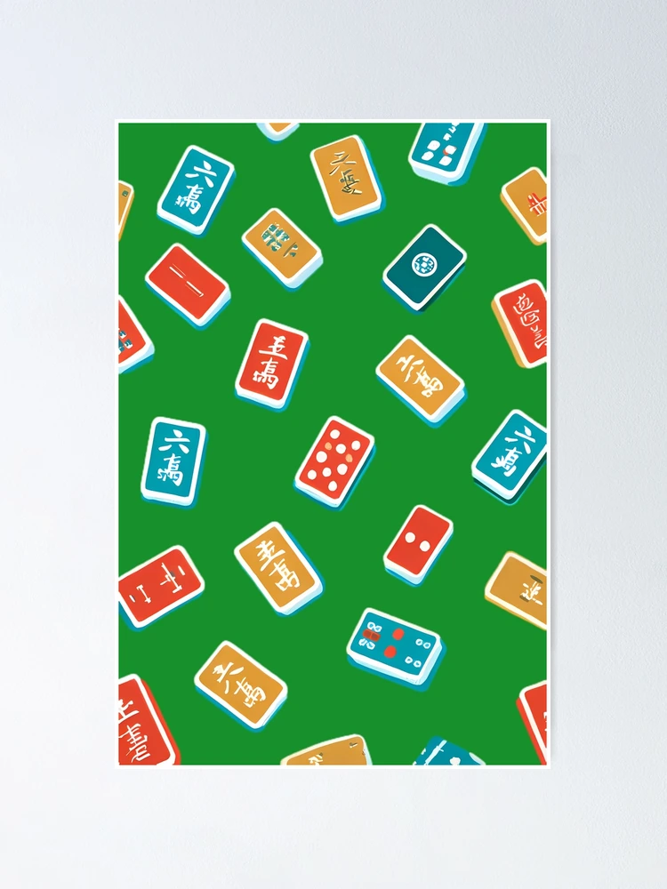 Thumbnail 1 of 3, Poster, Retro Mahjong Tile Pattern designed and sold by Structure-Blue.