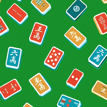 Artwork thumbnail, Retro Mahjong Tile Pattern by Structure-Blue