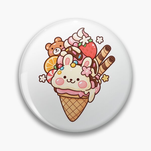 Item preview, Cute Kawaii Bunny Ice Cream Sundae – Pastel Strawberry Dessert Cartoon designed and sold by mumeaw.
