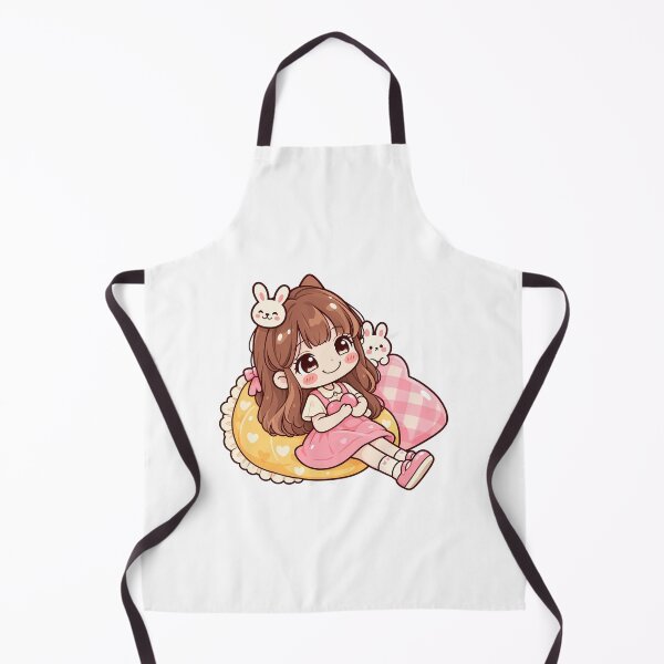 Item preview, Kawaii Chibi Girl Hugging Pink Heart with Cute Bunnies – Pastel Anime Art designed and sold by mumeaw.