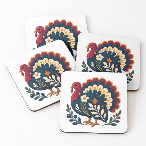 Item preview, Folk Art Thanksgiving Turkey with Floral Feathers designed and sold by H. Doucette Studio.