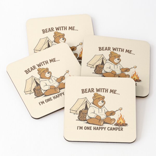 Item preview, Bear With Me I'm One Happy Camper Funny Camping Bear T-Shirt designed and sold by EverydayBadge.
