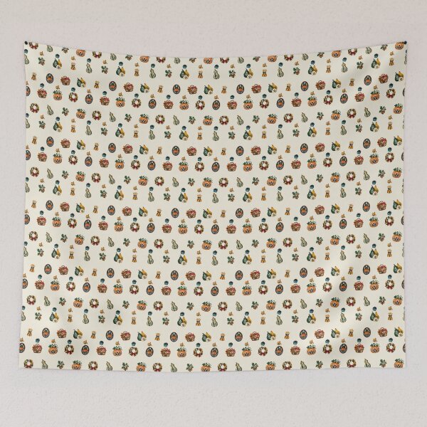 Item preview, Cream Fall Pattern with Pumpkins, Gourds and Wreaths designed and sold by H. Doucette Studio.
