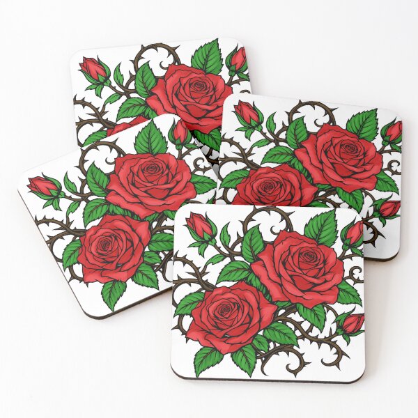 Item preview, Red roses with thorny tendrils, Gothic design designed and sold by Pommes im Bett.