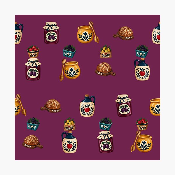 Item preview, Plum Pantry Pattern, Preserves, Cider and Honey designed and sold by H. Doucette Studio.