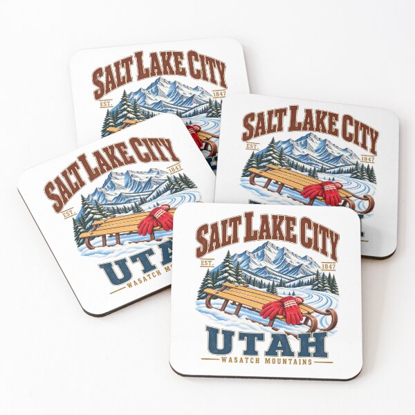 Item preview, Salt Lake City Utah Wasatch Winter Sledding Retro Souvenir T-Shirt designed and sold by Trendably.
