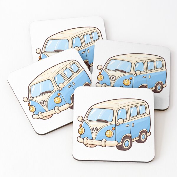 Item preview, Cute Blue Retro Camper Van – Kawaii Vintage Hippie Bus Cartoon designed and sold by mumeaw.