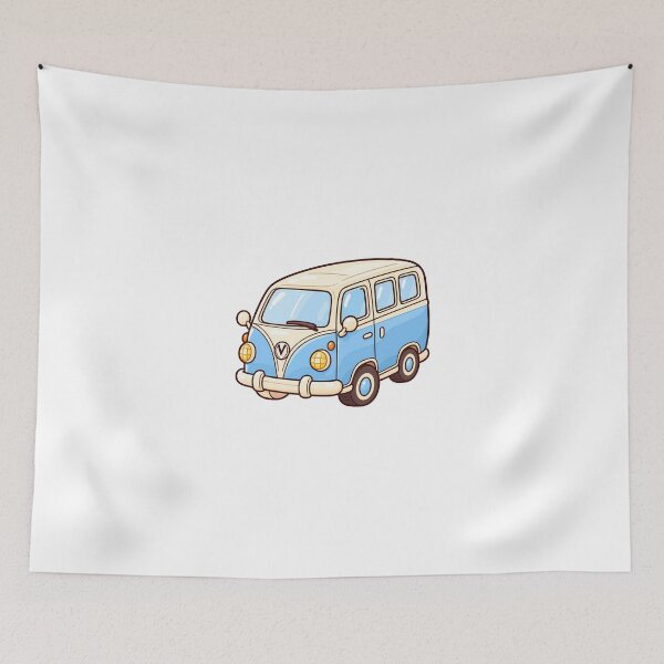 Item preview, Cute Blue Retro Camper Van – Kawaii Vintage Hippie Bus Cartoon designed and sold by mumeaw.