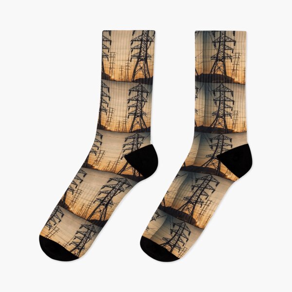 Item preview, Golden Sunset Electricity Pylon Grid Silhouette designed and sold by Pylon-Bureau.